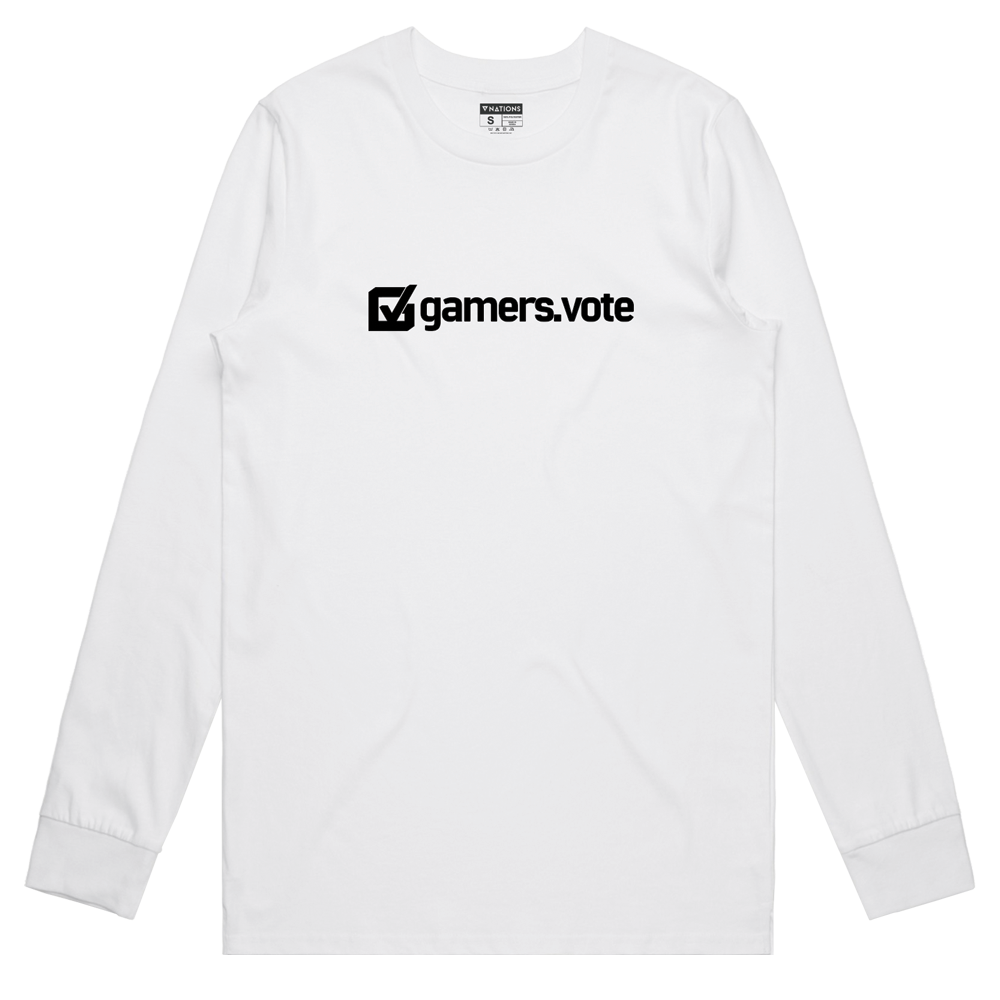 Gamers.Vote Lockup Long Sleeve - White
